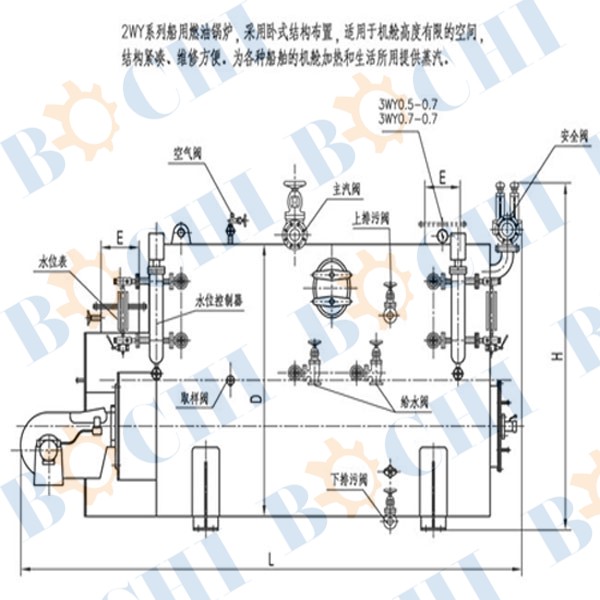 3WY/2WY Marine Oil Fired Steam Boiler Size