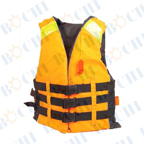 Adult red and black three-track clip life jacket